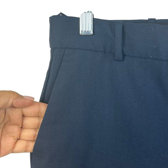 Babaton Navy Blue Wide Leg Trouser Pants Size 4 Cropped Wool Blend - Picture 5 of 13